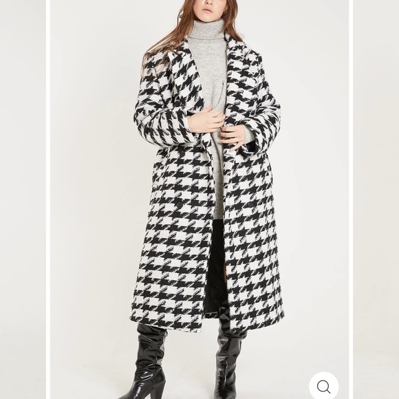 Houndstooth Long Maxi Coat - Picture 4 of 5